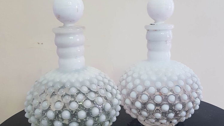 Botellas Hobnail De Fenton Cristal De Leche A Os En Plaza La Habana