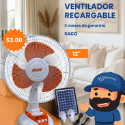 🌬️ Ventilador Recargable Solar SACO 12”☀️🔋 ¡Mantén la frescura y la iluminación incluso durante los apagones! - Img 55929934