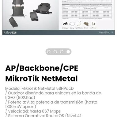 AP/Backbone/CPE MikroTik NetMetal. Modelo: MikroTik NetMetal 5SHPacD - 4/4