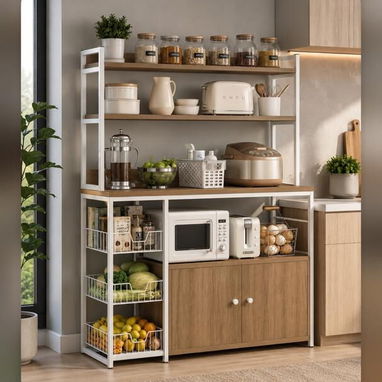 🔶️ Estantes (muebles) modernos se madera, para decorar cocina - comedor. Importados. - 3/3