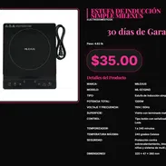 Estufa inducción Milexus 1200W diseño moderno vidrio mate, Milexus placa simple inducción 1200W 320x260mm práctica . - Img 57350008