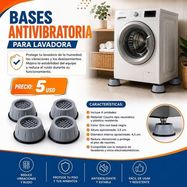 BASES ANTIVIBRATORIA PARA ELECTRODOMÉSTICOS GRANDES 🔹 Precio: 5 USD - 2/2
