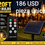 💡Luces Solares para Exterior 120FT 50 Bombillos IP65 + Control Remoto - Ideal Patio/Jardín - Img 58193850