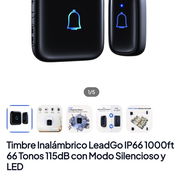 Timbre Inalámbrico LeadGo IP66 1000ft 66 Tonos 115dB con Modo Silencioso y LED - Img 56859887