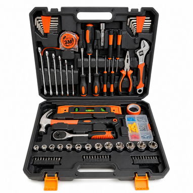 Kit 25 Herramientas Negro Naranja Alicate Punta Fina Martillo Uña VPT# - Img 127631364