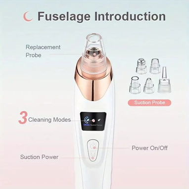 Limpiador de poros faciales, recargable por USB, con 5 sondas, solución de limpieza de poros Blackhead Porevacuum - Img 122730328