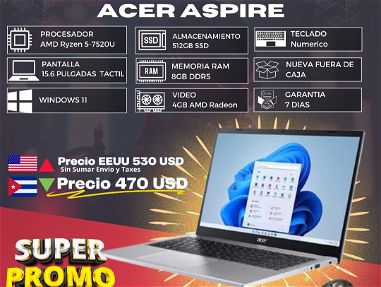 Laptop táctil ACER* Laptop Acer Aspire/ Laptop ACER/ Laptop Ryzen 3 y 5 serie 7000/ acer Laptop Acer Laptop Acer - Img main-image