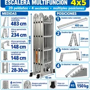 📢 Escaleras multiposicion articuladas de aluminio con varias medidas 4x3 y 4x5 disponibles. Importadas - Img 57895920