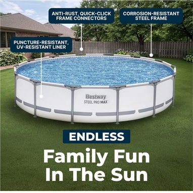 PISCINA BESTWAY STEEL PRO MAX 14 PIES X 33 PULGADAS (4X1 METROS) CON BOMBA RECIRCULACION/FILTRO. RECOGIDA EN BOYEROS - 6/9