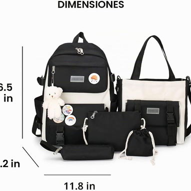 Juego de mochila 🖤💜🩷🩵 - 3/3