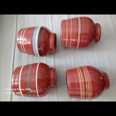 Juego de 4 vasos de cerámica. Manufactura de calidad - 8/8