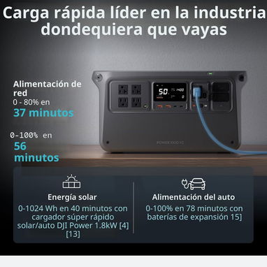 DJI Power 1000 V2 Estación de Energía Portátil 1024Wh LFP, 260OW, Carga Rápida, UPS yUSB-C 140W - 3/6