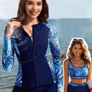 Tankini de 3 piezas con chaleco de mangas largas - Img 55770602