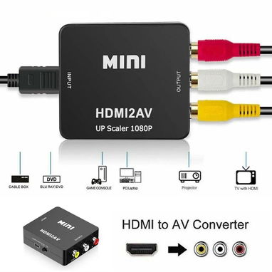Cajita de convertidor de HDMI a AV y cables AV para TV en venta - Img 96673058