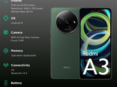 🔴Teléfonos celulares nuevos Redmi A3 3/64  🔴 120 usd - Img main-image