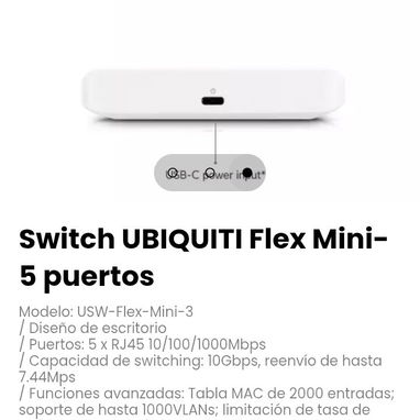 Switch UBIQUITI Flex Mini- 5 puertos Modelo: USW-Flex-Mini-3 - 3/3