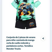 Conjunto de 2 piezas de verano para niño: camiseta de manga corta de cuello redondo y pantalones cortos. Temática Monste - Img 57651847