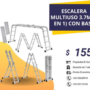 Escaleras Plegables Multipropósito 3.7m y 3.7m con base - 2/2