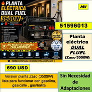 MVfg-707-Planta eléctrica DUAL FLUEL (Zasc-3500W) (lista para funcionar con gasolina y gas)...690 USD...51596013. - Img 56222230
