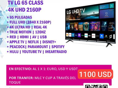 Contamos con Smart TV nuevo a estrenar en caja marca LG 65 Class 4K UHD 2160 de 65 Pulgadas. | 1100USD - Img main-image-45088447