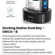 Docking Station Dual Bay - ORICO - B. Estación de acoplamiento, permite utilizar los discos internos SATA. Nuevo - Img 52582394