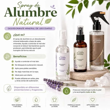 Sprey de Alumbre Spray Natural Desodorante Mineral Natural Con fragancia y sin fragancia Combate el mal olor No manchas - 4/4