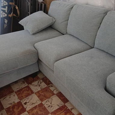 Sofá Esquinero de Gamuza Gris con Chaise Longue - 3/3
