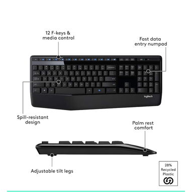 JUEGO INALAMBRICO DE MOUSE-TECLADO LOGITECH MK345|NEGRO|NUEVO EN CAJA!!_53849890 - Img 112609798