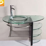 🟢Encimera de cristal de 1 metro de largo x 53cm de ancho, con su espejo llave y sifa 💵Precio: 170 usd - Img 58054380