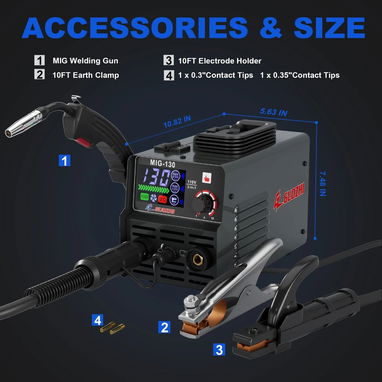 Planta de soldar portatil GZGUOZHI MIG de 130A, Máquina de Soldadura MIG/Stick 2 en 1 sin Gas con Núcleo de Flujo-200usd - Img 121732678
