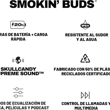 AUDÍFONOS SKULLCANDY SMOKIN’ BUDS BLUETOOTH 20H IPX4 MICRÓFONO ENVÍO DISPONIBLE + GARANTÍA - Img 125994401