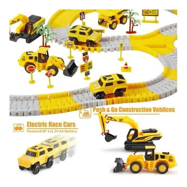 Pista de Carreras de Construcción DIY con 2 Coches Eléctricos para Niños  Incluye 2 vehículos eléctricos - 6/7