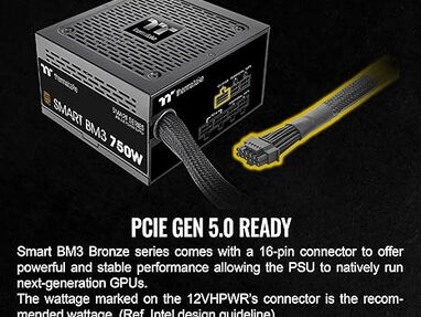Fuente de alimentación semimodular Thermaltake Smart BM3 750W 80Plus Bronze ATX 3.0 y PCIE 5.0 Ready 0Km///*53484401 - Img 67125699