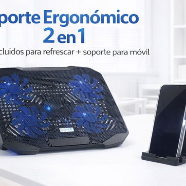Soporte ergonómico 2 en 1 . Soporte de laptop - 4 fan + Soporte de móviles /25 - Img 116852628