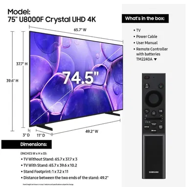Samsung 75” U8000 4K UHD Smart TV ( 2025 ) - Img 123290654
