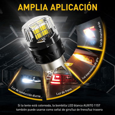 Bombillo LED AUXITO 1157 Doble Filamento P21/5W BAY15D 6500K Blanco (2 Unidades) - 2/9
