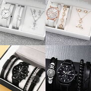 Conjunto de reloj con manillas para hombre y con pulseras  aretes y collar para las chicas - Img 45312453