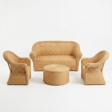 Juego de Sala Exterior/Interior en Mimbre Natural 🛋️ Incluye sofá, 2 sillones y mesa central ( LOS HACEMOS x ENCARGOS ) - 3/8