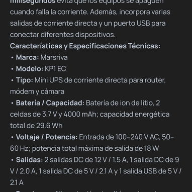 Smart mini DC UPS - Marsriva KP1 EC* - 3/3