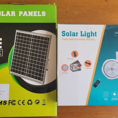🔆 Lampara Solar 200W. 24cm de diámetro. Para interiores y exteriores cubiertos. 6500K Blanco Frío.  Autónomia estimada - Img 121444465