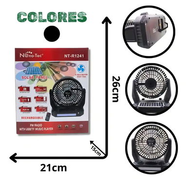 Ventilador recargable con panel solar. Larga duración de la batería - 2/2