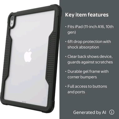 🍑Funda Rugged Slim para iPad 11" (A16) y iPad 10.ª Generación – Negra/Transparente🍑 - 8/9