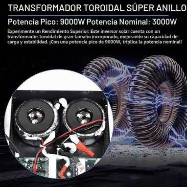 Inversor PowMr híbrido de 3000W (3kW) 24V CC a 110V, con pico de 9000W (9kW) - 3/5