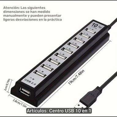 Hub USB de 10 Puertos - Img 124748678
