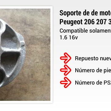 Soporte de motor para Peugeot 206 207 y Citroen C3 C4 1.6 16v 2001 a 2011 (9653124780) - Img 104147373
