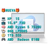 LAPTOP 🎁NUEVA🎁📦CAJA, HP 15 (15-fc0025wm), 15.6" FHD Tactil, AMD Ryzen 5 7520U, 8GB DDR5, 1TB SSD, 10Horas - Img 57400874
