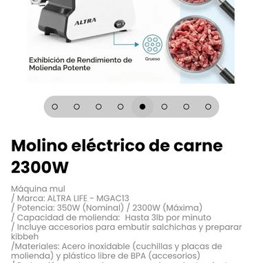 Molino eléctrico de carne 2300W. Incluye accesorios para embutir - 5/8