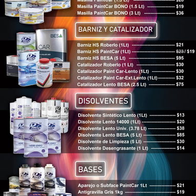 Materiales de pintura automotriz (Masilla, Bono, Barniz, Disolvente, catalizador y más) - 5/6