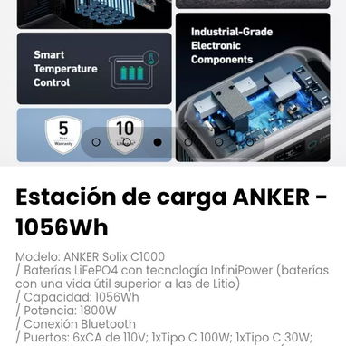 Estación de carga ANKER - 1056Wh Modelo: ANKER Solix C1000 - 3/5