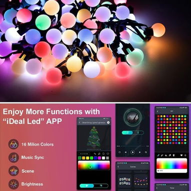 Luces LED inteligentes 🎄✨ 10m con 50 bombillas multicolor, USB, control remoto y APP Bluetooth, decoración navideña y f - 3/6